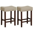 thumbnail image 1 of Costway Set of 2 Bar Stools Counter Height Saddle Kitchen Chairs with Wooden Legs Beige, 1 of 10