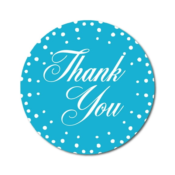 Darling Souvenir DIY Round 45 Pcs Polka Dot Thank You Light Blue Stickers Non Customized Gift-1.6 Inches