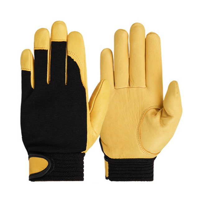 CSChome Gants en Fibre de Polyester Gants de Travail - Poignet Réglable Cinq Doigts Assortis Résistants à l'Usure