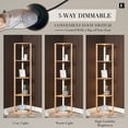 thumbnail image 5 of FENLO Fancy Edge - Dimmable Floor Lamp with Shelves, Luxury LED Corner Floor Lamp for Living Room or Bedroom, Wooden Display Shelf, 64", Natural Wood, 5 of 6