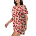 thumbnail image 2 of Qekee Tomatoes Women's Pajama Set Short Sleeve Sleepwear Summer Home Wear with Pockets Soft Short Sleeve Shirt - Tomatoes, 2 of 9