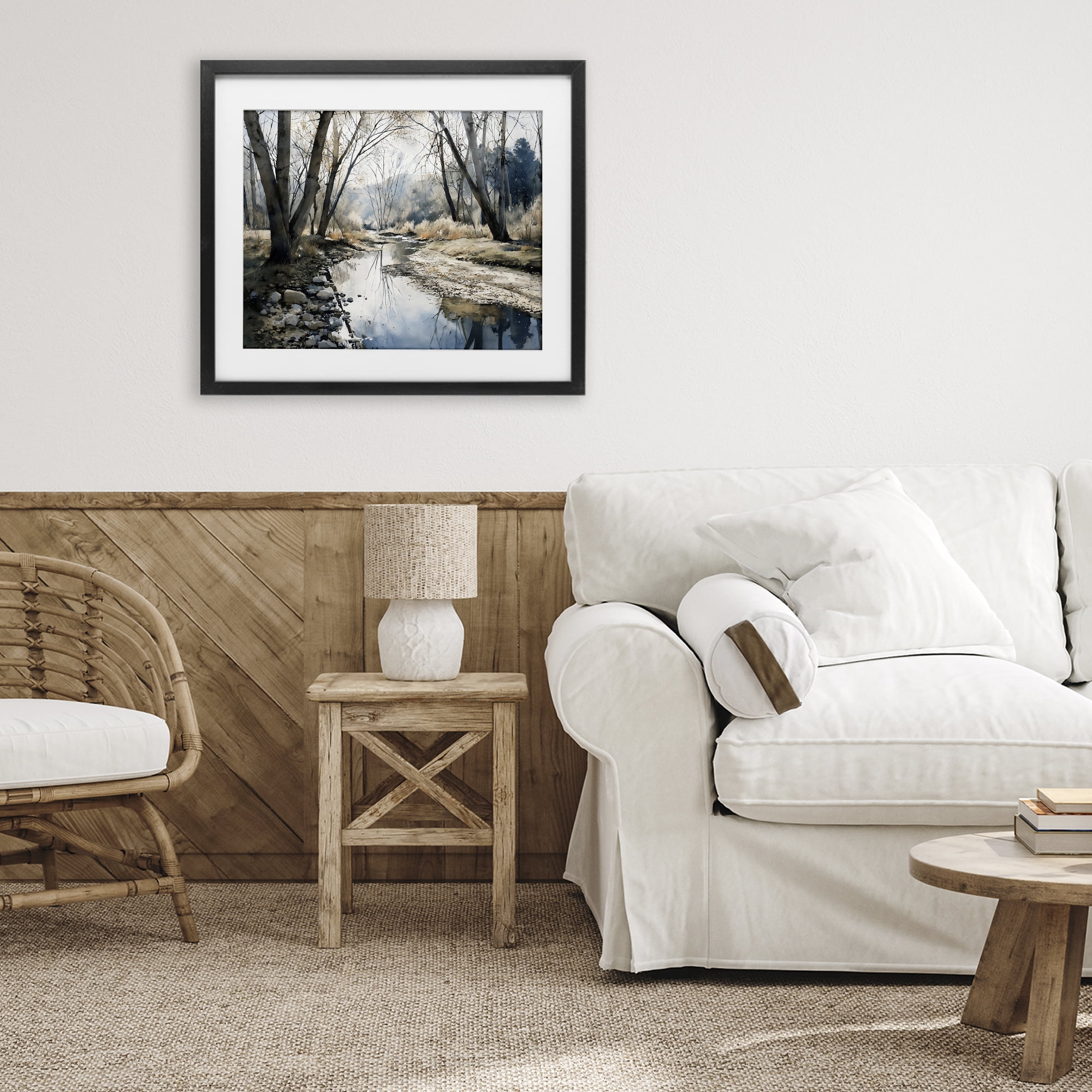 Stupell Industries Serene Reflections at Autumn Creek Black Framed Print Under Glass, design by Franklyn Gregory