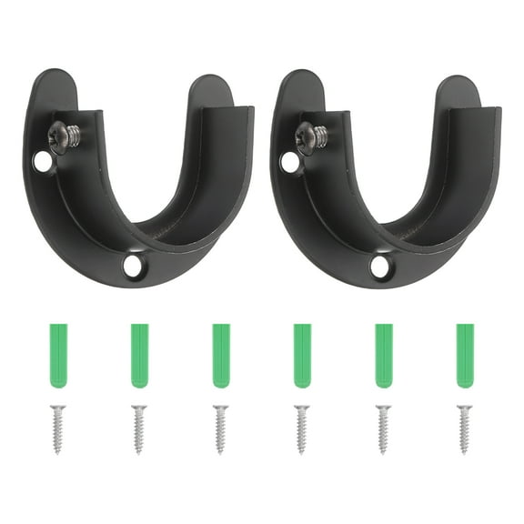 Uxcell Closet Rod Bracket, 2Pcs Stainless Steel U Shaped Flange Closet Holder for 32mm Diameter Rod, Black