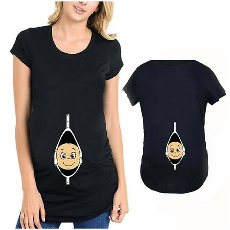 

Funicet Maternity Shirt For Women Summer Plus Size Maternity T Shirts Funny Print Side Ruched Raglan Short Sleeve Cute Pregnancy Top Clothes