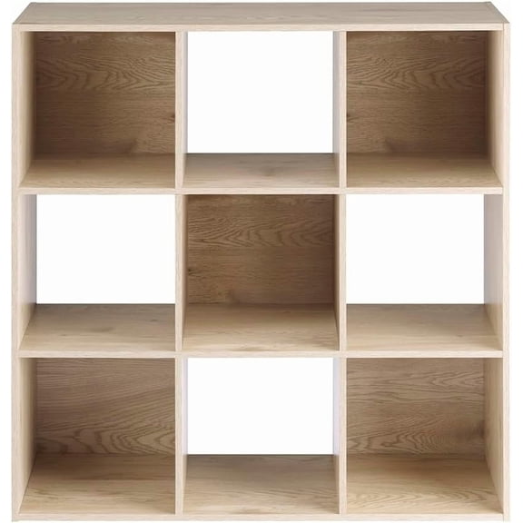 9 Cube Storage Organizer, Open Storage Display Bookshelf, Storage Cabinet for Living Room, Bedroom, Home, Office, White Oak
