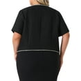 thumbnail image 5 of Agnes Orinda Women's Plus Size Tweed Jacket Button Down Short Sleeve Casual Business Cropped Blazer with Pocket 1X Black, 5 of 8