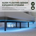 thumbnail image 3 of Einfach Full Size Floating Bed Frame with Smart LED Light and Built-in Charging Station, Metal Platform Bed with Heavy Duty Slat, Noise-Free, Black, 3 of 11