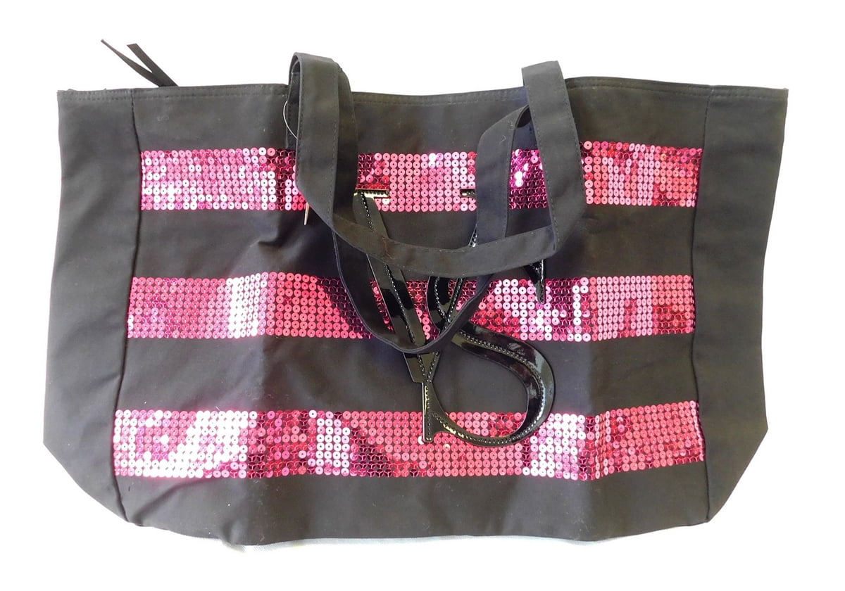 victoria secret black and pink tote bag