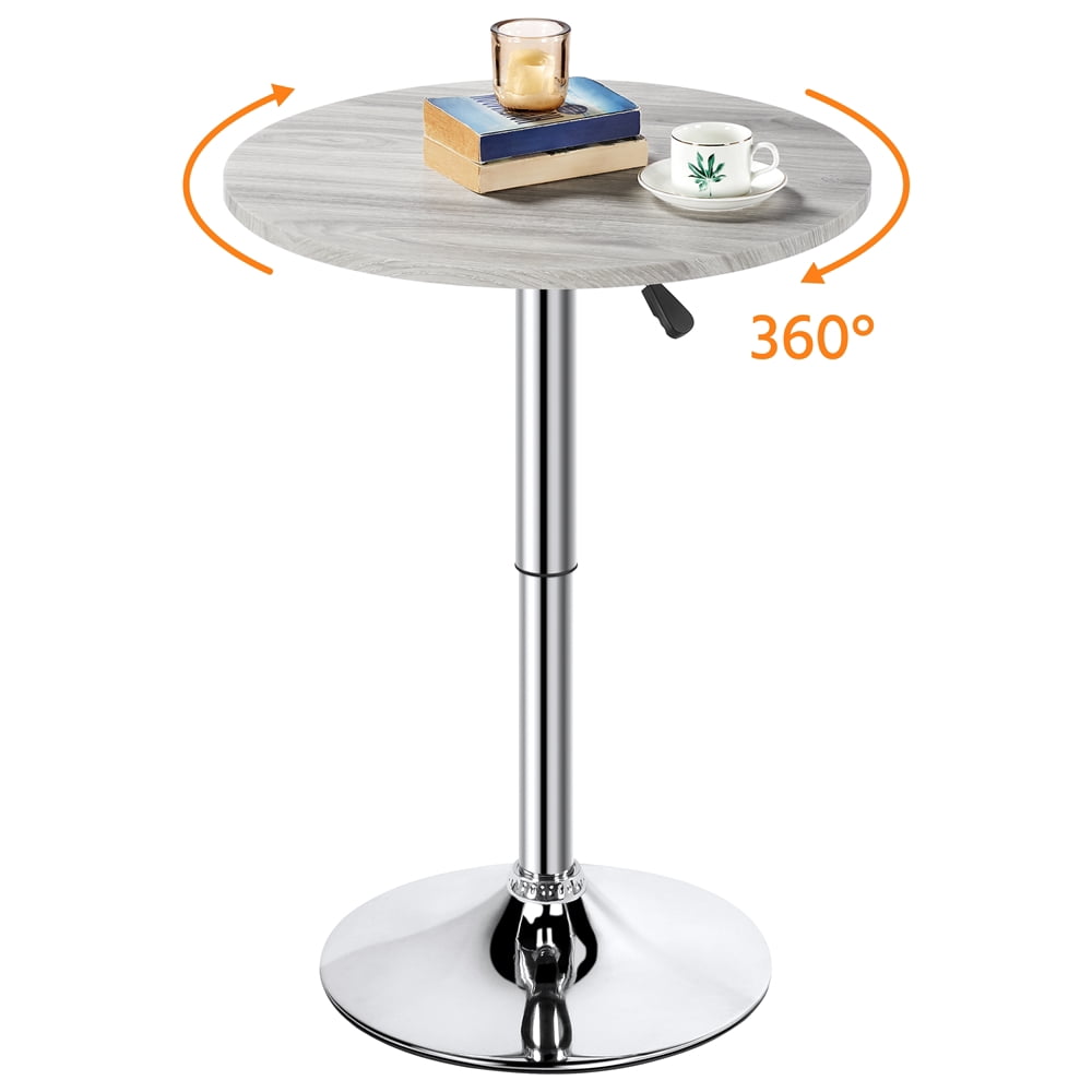 Alden Design Height Adjustable Pub Round Table 360° Swivel for Bistro Café Home Bar, Gray