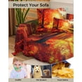 thumbnail image 4 of Autumn Sunset Forest Sofa Couch Covers for Dogs,Washable Sofa Throw Cover Single Slipcovers for Armchair with Tassels,Fallen Leaves Natural Landscape Couch Protector Towel Blanket Medium 71''x91'', 4 of 8