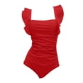 thumbnail image 4 of 1- Lorytime Women's One Piece Swimsuits Sculpted Support Modest Bathing Suit Beach Shapewear Vacation Ruffle Hem Swimwear M, 4 of 4