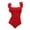 Red, variant on Women's Tummy Control Modest CuteOne Piece Swimsuit with Ruffle Trim & Square Neck Summer Beach Vacation Ruched Flattering Bathing Suit