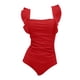 thumbnail image 2 of Conjunto de Bikini de Cintura Alta para las Mujeres Control Del Estómago Color Sólido Encaje Hasta Traje de Baño de Dos Piezas, Lindo Traje de Baño de Cintura Alta Vacaciones en la Playa, 2 of 4