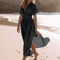 thumbnail image 4 of Dresses For Women 2024 Wedding Guest Slit V Neck Maxi Long Effortless Maxi Long Slit Lightweight Spring Beach Vacation Sundress, 4 of 5