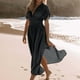 thumbnail image 5 of Vestido largo sexy con abertura y cuello en V para mujer: tejido ligero y fluido, corte holgado, adecuado para fiestas, citas y vacaciones, disponible en varias tallas., 5 of 6