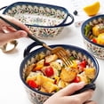 thumbnail image 3 of Multifunctional Large Capacity Baking Tray with Handle Salad Dish Home Ceramic Retro Tableware Bowl, 3 of 5