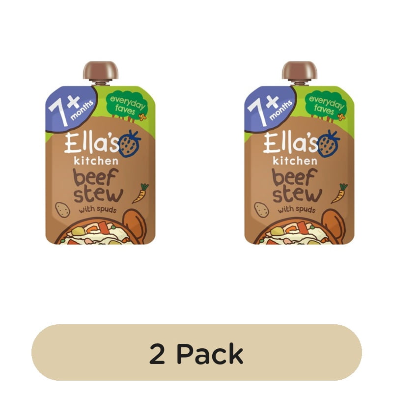 Ella's Kitchen Beef Stew Baby Food Pouch 7+ Months 130g, British Import (Pack of 2)