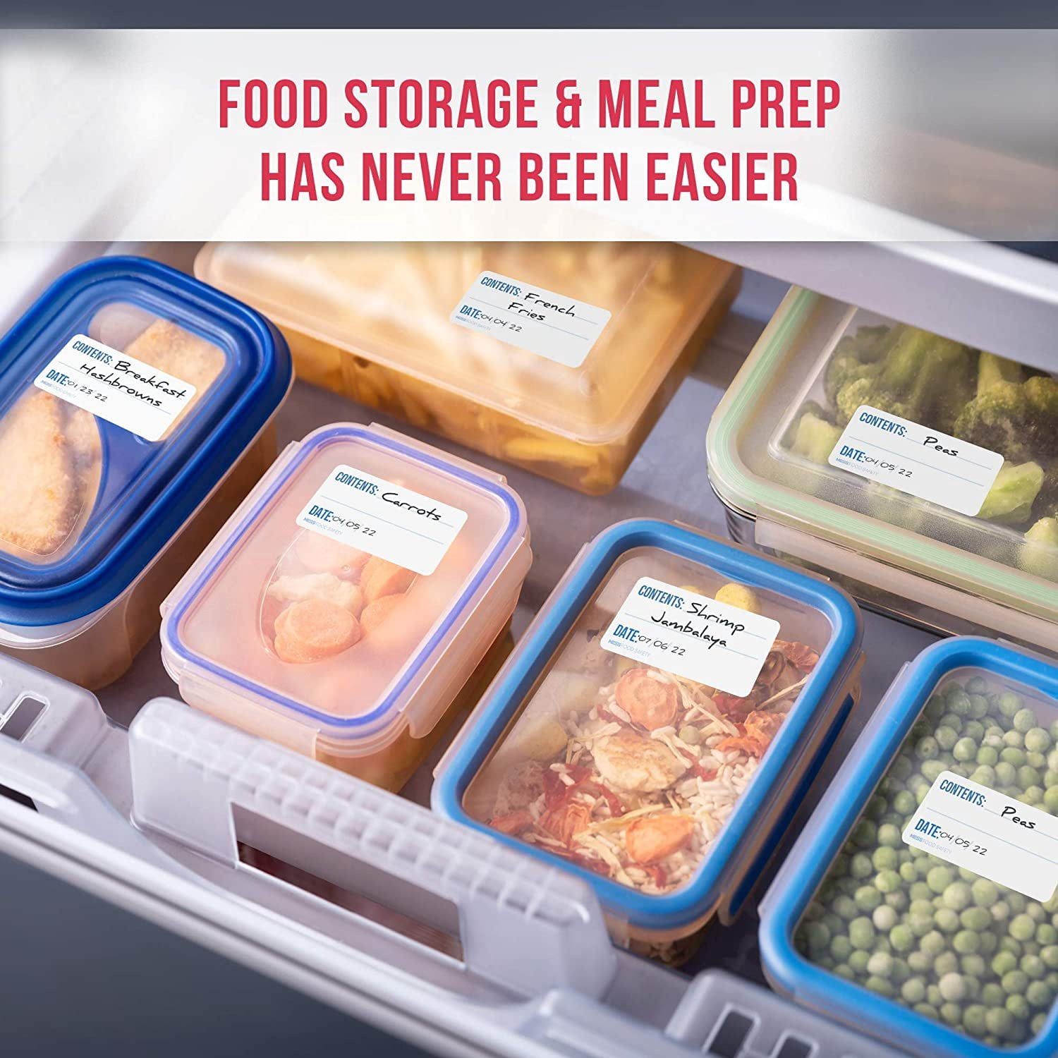 MESS 1x2” Dissolvable Freezer Labels – 500 Removable Food Storage Stickers for Containers, Bottles, Jars