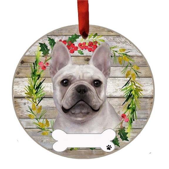 E & S Imports 3.50In Ceramic French Bulldog Ornament, Ceramic, Dog Puppy Ribbon Cherish Pet 55065