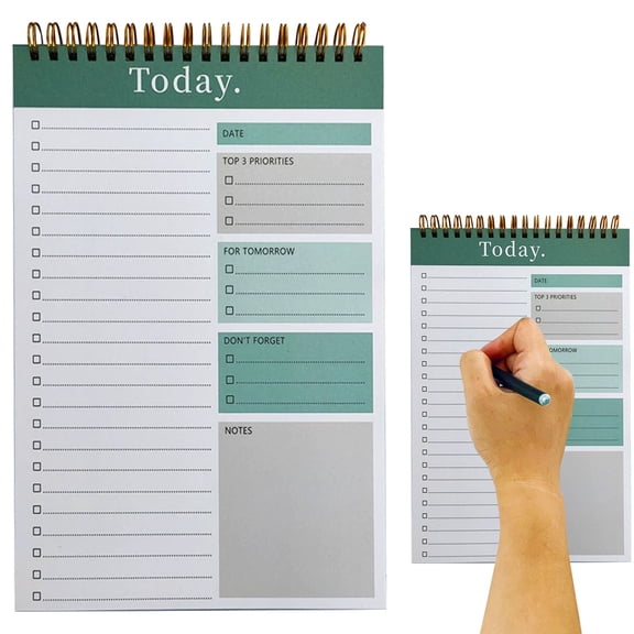 Clearance Sale! 1PC Daily Planner Notepad, Undated 52-Sheet To-Do List Organizer with Hourly Schedule, Paper, for Office & Home, (16x11.4cm, Green)