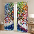 thumbnail image 2 of Homewish Vintage Nature Tree Blackout Curtains,Watercolor Fruit Plants Curtains Pack of 2 (42x84 Each), 2 of 6