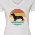 thumbnail image 4 of Inktastic Dachshund Dog Retro Sunset Women's V-Neck T-Shirt, 4 of 5