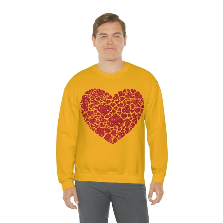 Familyloveshop LLC Women s Red Heart Love Shirt Valentine s Day Graphic T Shirt Glitter Heart Sweatshirt Valentine s Day Mommy Sparkling Heart
