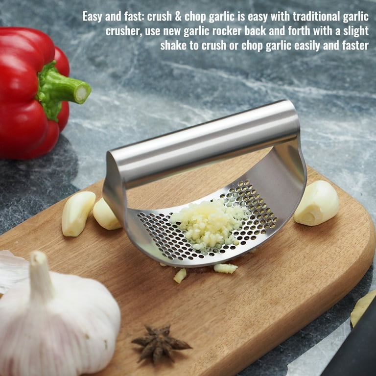 ODOMY Garlic Press Garlic Cutter Stainless Steel, Garlic Press Rocker East  Free Manual, Ginger Smasher Crusher Squeezer Slicer Kitchen Gadgets Easy to