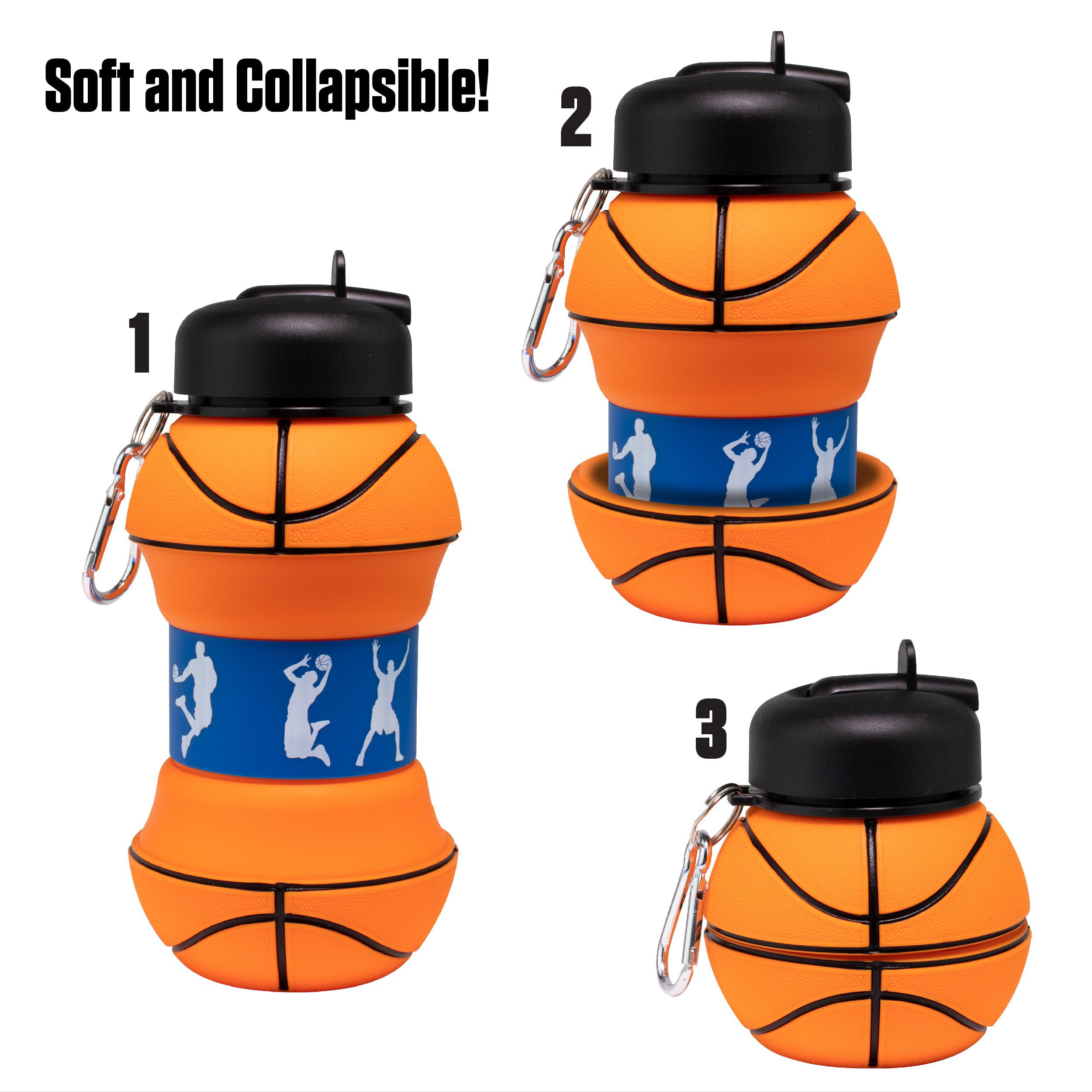 Maccabi Art 8726 18 oz Collapsible Silicone Soccer Water Bottle