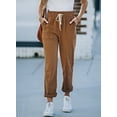 thumbnail image 5 of Asyoly Women's Pants High Waisted Corduroy Pants for Women Casual Drawstring Straight Leg Pants Trousers with Pockets, 5 of 7