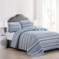 thumbnail image 4 of Market & Place 3 Piece Reversible Quilt Set with Shams | All-Season Soft & Lightweight Bedspread with Modern Striped Pattern | Elise Collection (King, Blue/Grey), 4 of 4