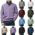 thumbnail image 5 of CONZONE Mens Pullover Sweatshirts Long Sleeve Sweatshirt for Men Trendy Solid Color Quarter Zip Stand Collar Fall Hoodie Sweatshirt, 5 of 5