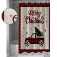 thumbnail image 4 of Merry Christmas Shower Curtain, 72" x 72", Red Truck Pull Xmas Tree Rustic Background Waterproof Bathroom Curtain Washable Shower Curtain Set with 12 Hooks, 4 of 6