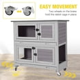 thumbnail image 3 of Aivituvin 36" L Rabbit Hutch Indoor Bunny Cage Outdoor 2 Story Bunny Hutch with Weatheproof Roof Pull-Out Tray Ramp Large Guinea Pig Cage on Wheels, 3 of 8