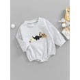 thumbnail image 3 of hirigin Baby Romper Dinosaur Embroidered Long Sleeve Crew Neck Bottom Snap Closure Cute Jumpsuit, 3 of 8