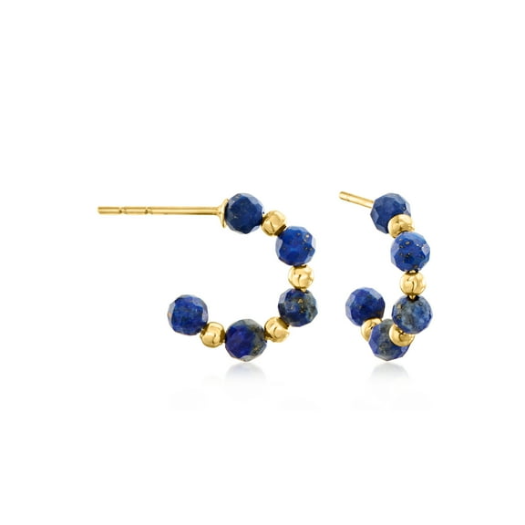 Pure Collection by Ross-Simons 3-3.5mm Lapis Bead C-Hoop Earrings in 14kt Yellow Gold, Women's, Adult