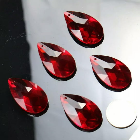 GKNET 10PC Red Angeltear Crystal Fengshui Faceted Prism Glass Suncatcher Chandelier