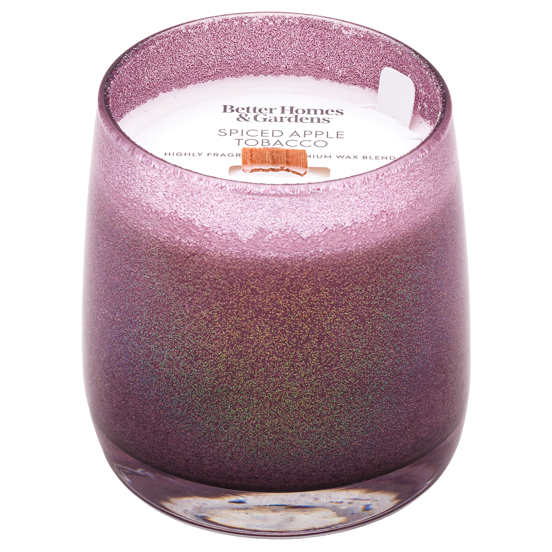 Better Homes & Gardens Wood 1-Wick Holiday Scented Glitter Jar Candle, Spiced Apple Tobacco, 14.5oz.