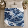 thumbnail image 5 of Churning Japanese Wave Art Dramatic Artistic Scene, Dramatic Artistic Scene, Warm Flannel Blanket for Beach House and Reading Nook, Beach Lovers Birthday Gift, Artistic Home Decor, 5 of 9