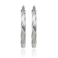 thumbnail image 5 of 14K Solid White Gold 3.25mm Twisted Round Medium Hoop Earrings, 5 of 10