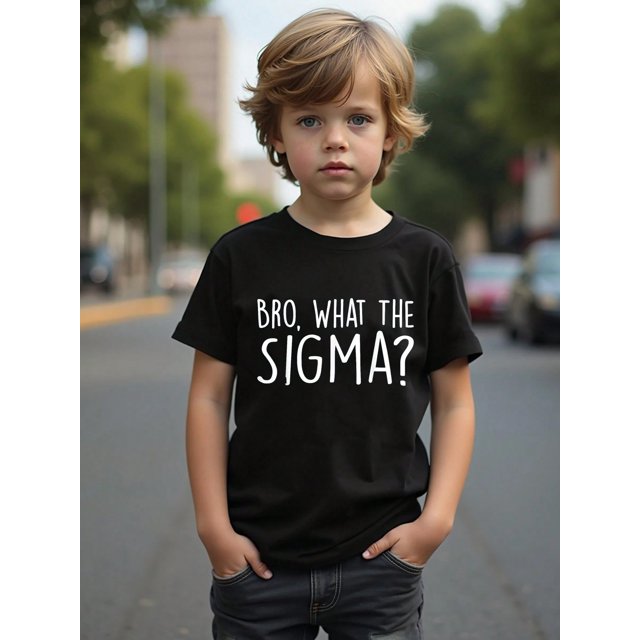 A Casual Short-Sleeve T-Shirt for Boys with a Round Neck Featuring a Letter Pattern tee top