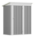 thumbnail image 6 of Patiowell 5 x 3 ft. Outdoor Metal Storage Shed, Lean-to Galvanized Steel Garden Tool Shed with Lockable Door for Backgard Patio Lawn, Gray, 6 of 8
