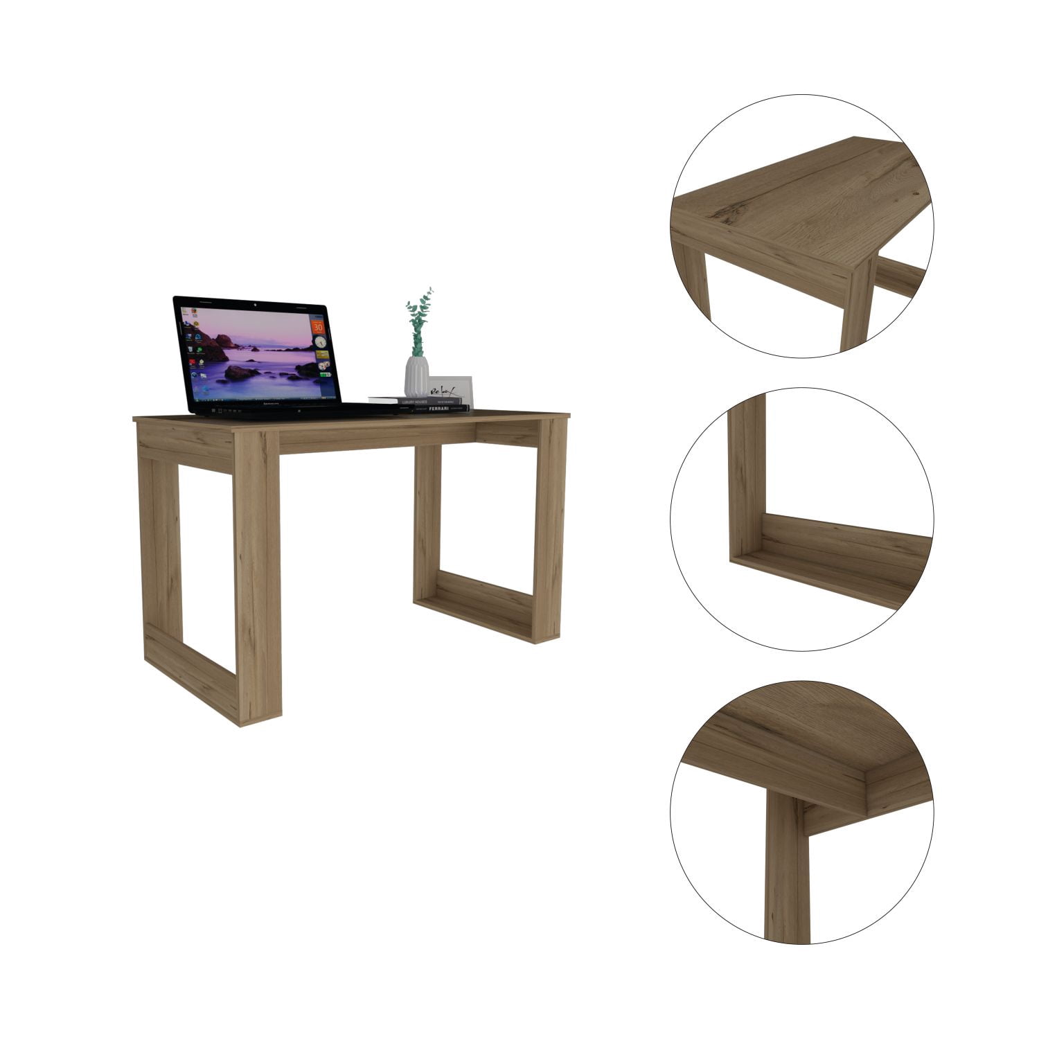 Asteroutdoor Lacey Rectangle Computer Desk Smokey Oak