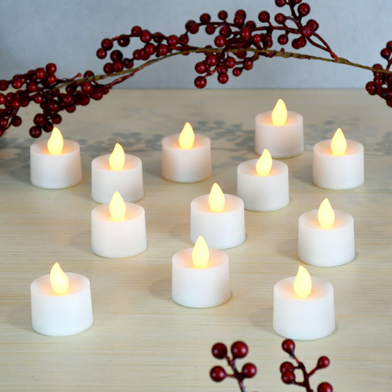 Battery Operated Tea Light Candles - Set of 12 (Amber) 