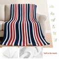 thumbnail image 5 of Navy Blue Red Striped Blanket Soft Cozy Warm Twin Blanket for Bed, Plush Fuzzy Flannel Fleece Blankets for Sofa, Modern Minimalist Ombre Lines Throw Blankets for Couch, Gifts for Men, 60"x80", 5 of 9