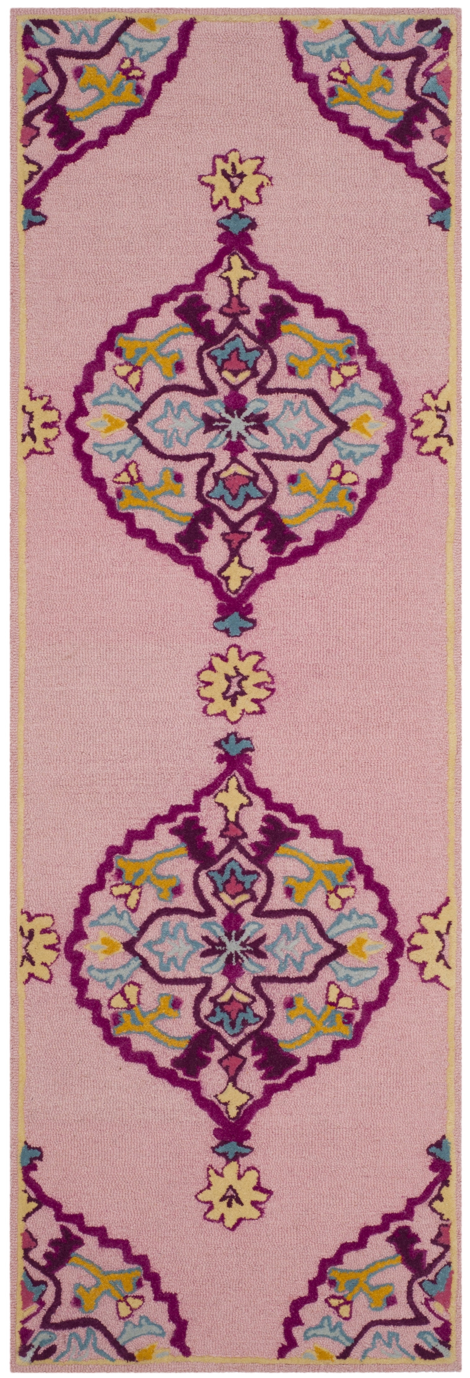 SAFAVIEH Bellagio Rio Floral Wool Runner Rug, Pink/Multi, 2'3" x 5'