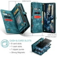 thumbnail image 7 of Asuwish Compatible with Samsung Galaxy S23 Ultra 5G Phone Case Zipper Wallet Tempered Glass Screen Protector Strap Flip Card Holder Cell Cover for S23Ultra 23S S 23 23Ultra 6.8 inch Women Girls Blue, 7 of 7