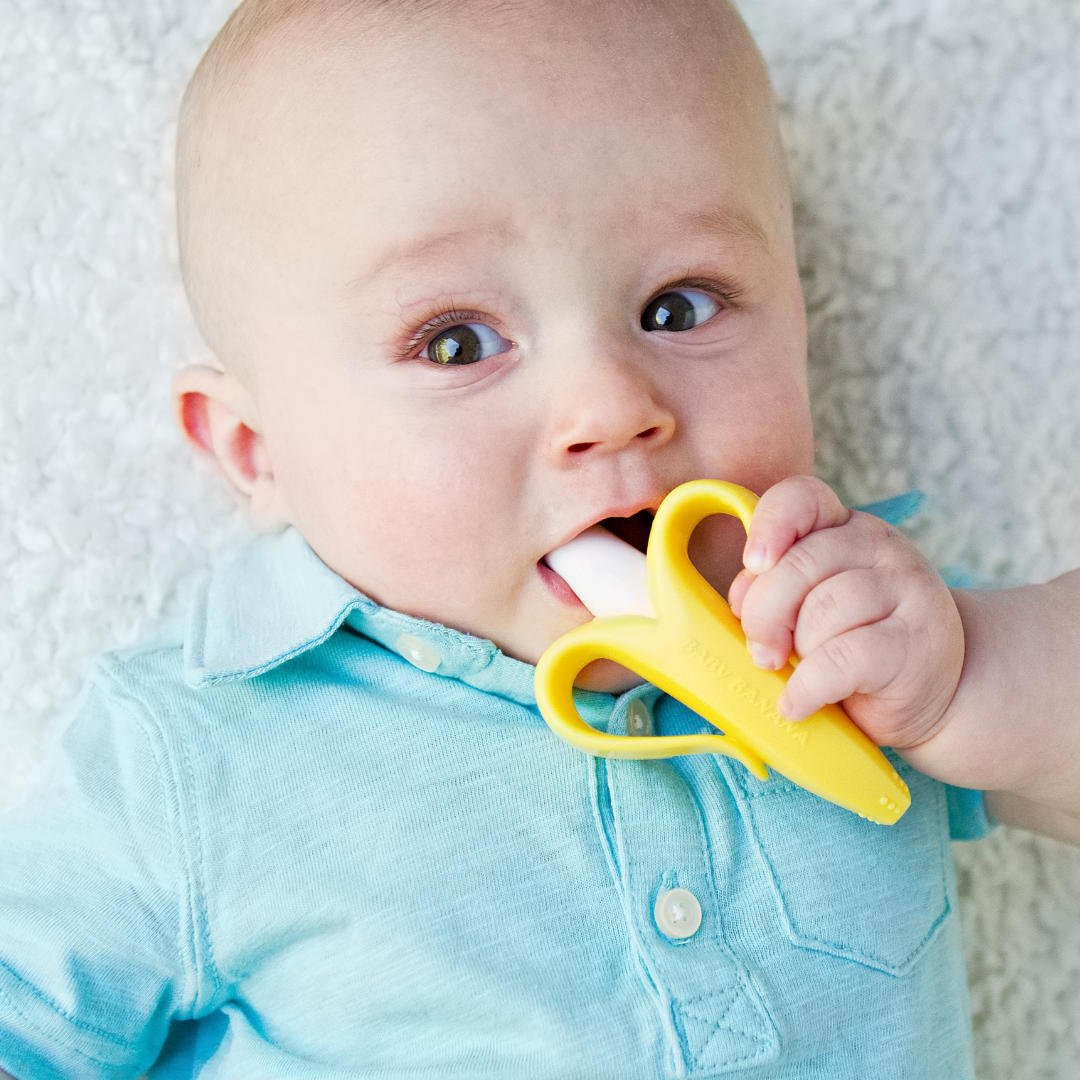 Baby Banana Yellow Banana Infant Toothbrush, Easy to Hold, Train Infants Babies and Toddlers for Oral Hygiene, Teether Effect for Sore Gums, 4.33" x 0.39" x 7.87", BR003 Yellow Banana (Infant) - image 3 of 5