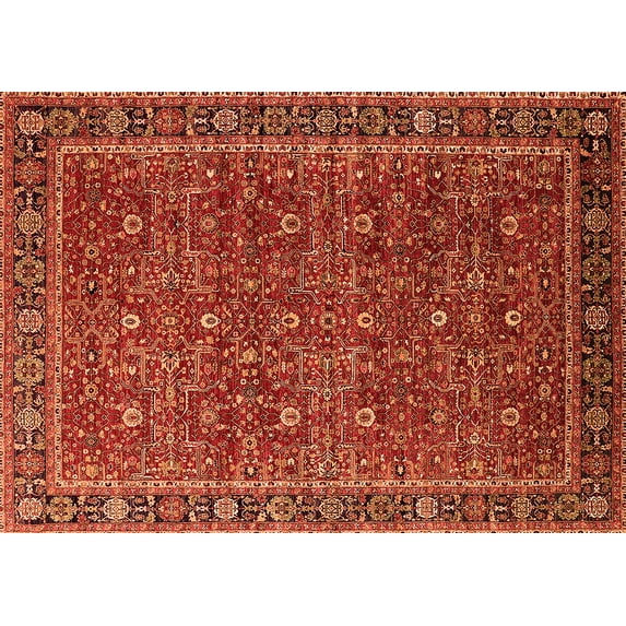 Ahgly Company Indoor Rectangle Oriental Orange Traditional Area Rugs, 6' x 9'