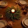 thumbnail image 5 of Dongrere Cypress Red Berry Candle Ring Wreath Artificial Table Centerpiece Ring for Candle Farmhouse Winter Holiday Dining Table Decor, B, 5 of 6